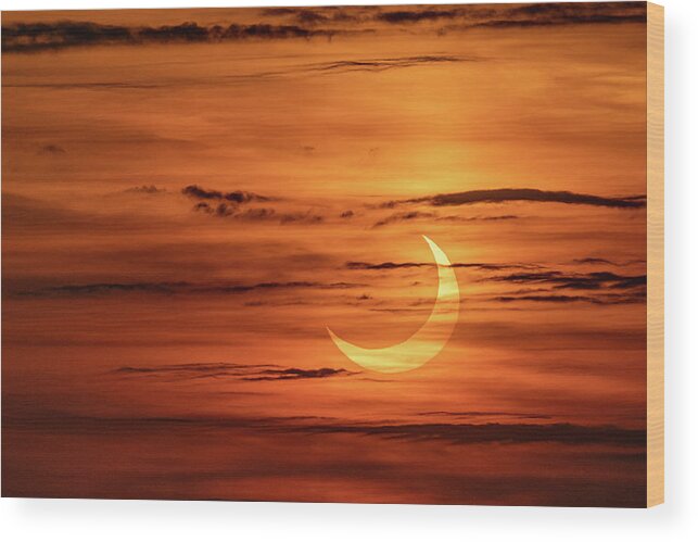 New York Wood Print featuring the photograph Solar Eclipse 2021 by Kevin Suttlehan