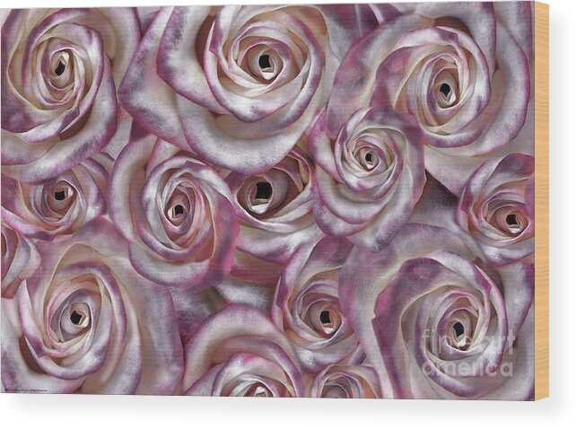 Rose Wood Print featuring the digital art Space Roses by Mehran Akhzari