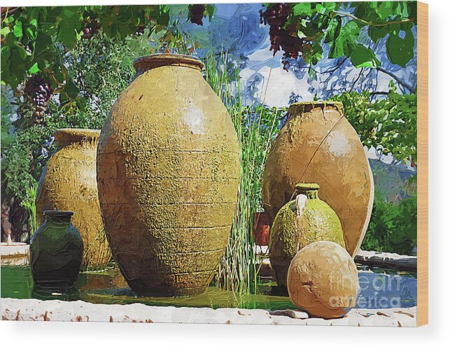 Fountain Wood Print featuring the digital art Spanish Urn Fountain by Kirt Tisdale