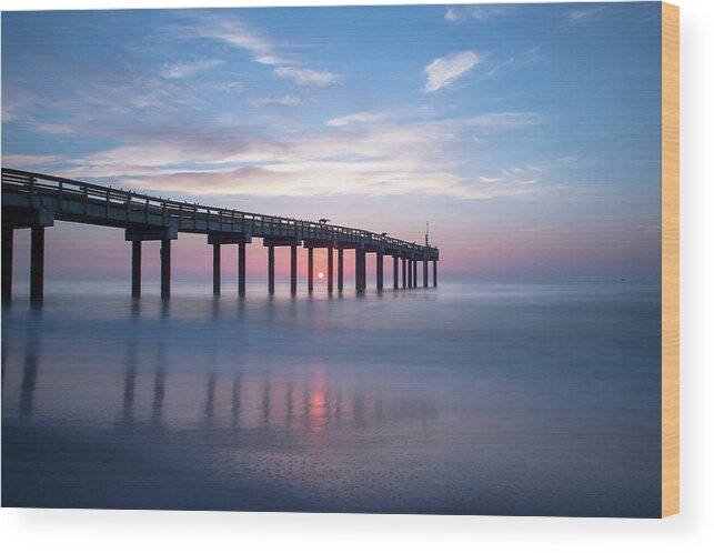 Sunrise Wood Print featuring the photograph St Johns County Pier Sunrise by Joe Leone