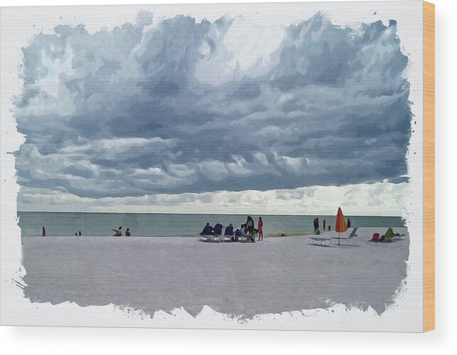  Rain Wood Print featuring the digital art St. Pete Beach by Chauncy Holmes