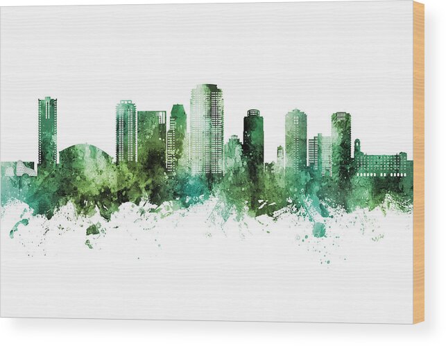St Petersburg Wood Print featuring the digital art St Petersburg Florida Skyline #14 by Michael Tompsett
