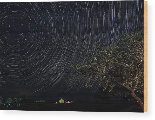 Astrophotography Wood Print featuring the digital art Star Trails June 2022 by Brad Barton