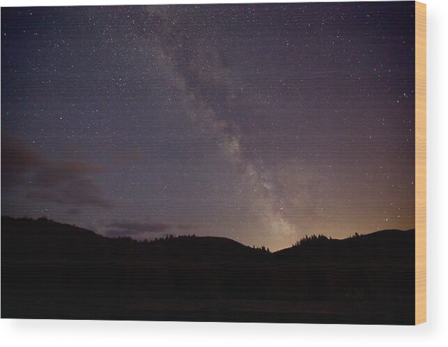 Astronomy Wood Print featuring the photograph Stars over Swafford pond by Loyd Towe Photography