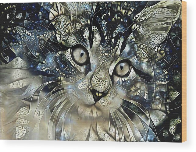 Cat Wood Print featuring the digital art Starstruck by Peggy Collins
