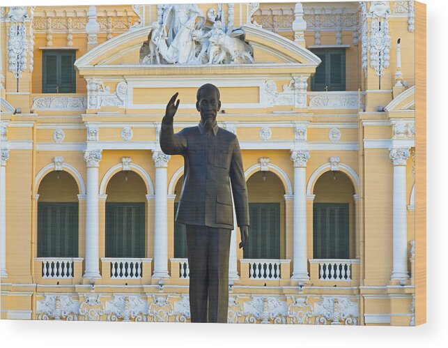 Statue Wood Print featuring the photograph Statue of Ho Chi Minh by Keren Su