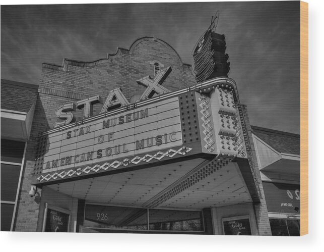 Stax Records Wood Print featuring the photograph Stax Museum 001 BW by Lance Vaughn