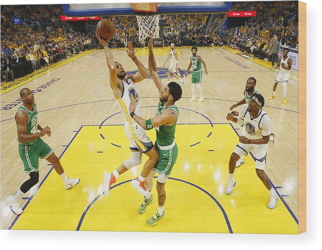 Stephen Curry Wood Print featuring the photograph Stephen Curry and Jayson Tatum by Pool