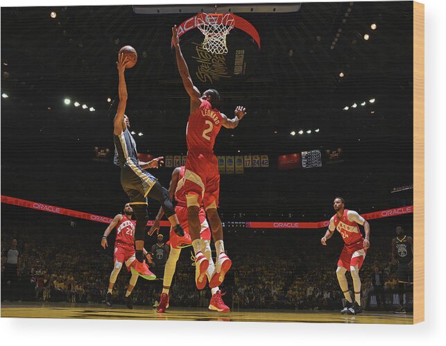 Playoffs Wood Print featuring the photograph Stephen Curry and Kawhi Leonard by Garrett Ellwood