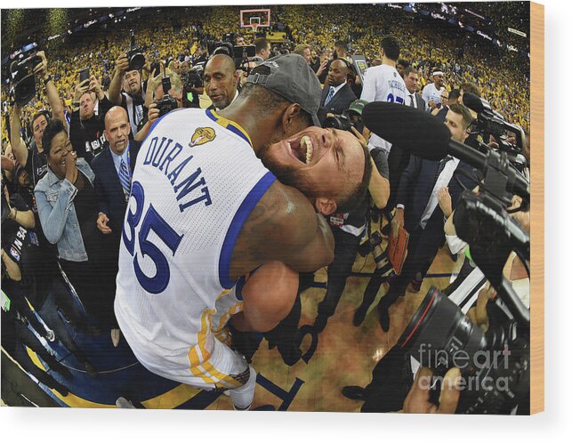 Kevin Durant Wood Print featuring the photograph Stephen Curry and Kevin Durant by Andrew D. Bernstein