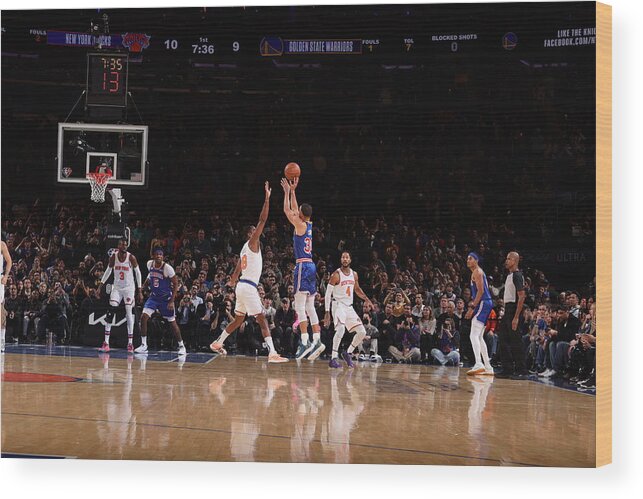 Stephen Curry Wood Print featuring the photograph Stephen Curry and Ray Allen by Nathaniel S. Butler