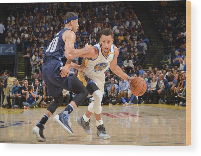 Stephen Curry Wood Print featuring the photograph Stephen Curry and Seth Curry by Noah Graham