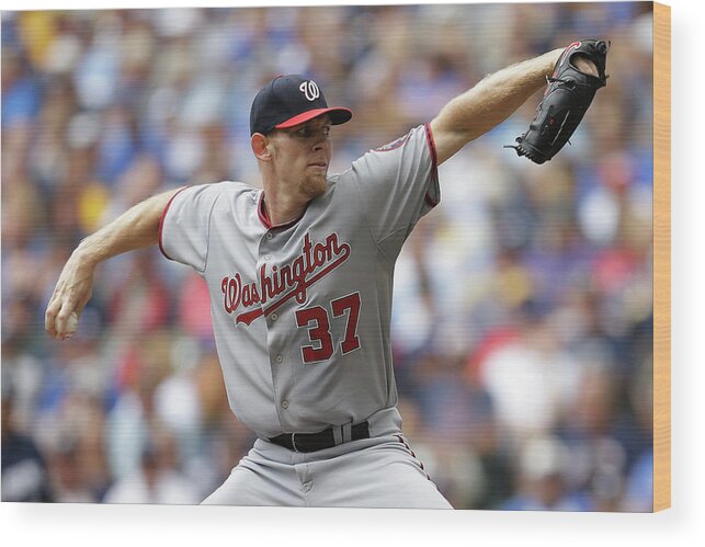 Stephen Strasburg Wood Print featuring the photograph Stephen Strasburg by Mike Mcginnis