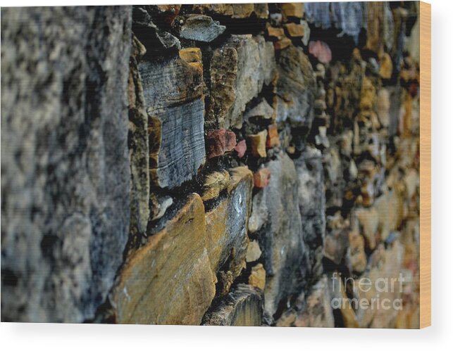 Stone Wall Photography Wood Print featuring the photograph Stone Wall Textures and Shapes by Expressions By Stephanie