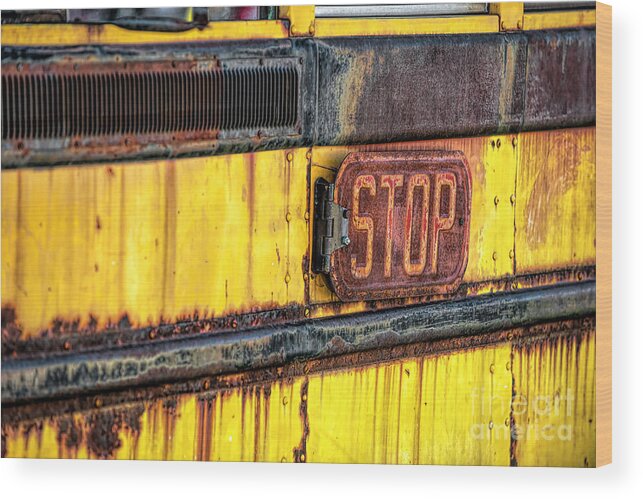 School Bus Wood Print featuring the photograph Stop by Pamela Dunn-Parrish
