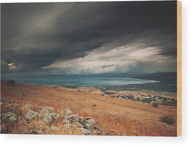 Sea Of Galilee Wood Print featuring the painting Storm over the Sea of Galilee by Ioannis Konstas