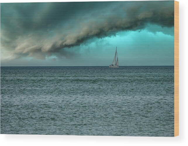 Storm Wood Print featuring the photograph Storm is coming by Carolyn D'Alessandro