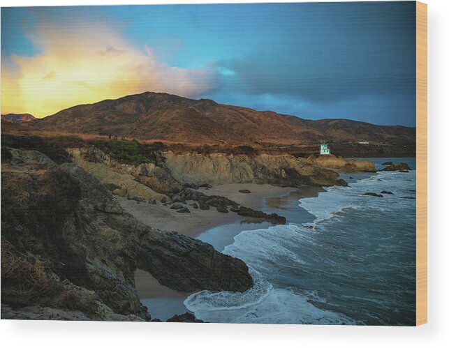 Leo Carrillo State Beach Wood Print featuring the photograph Stormy Skies Over Rocky Coastline by Matthew DeGrushe