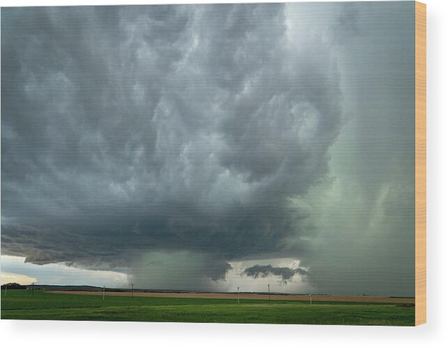 Storm Wood Print featuring the photograph Stormy Supercell by Wesley Aston