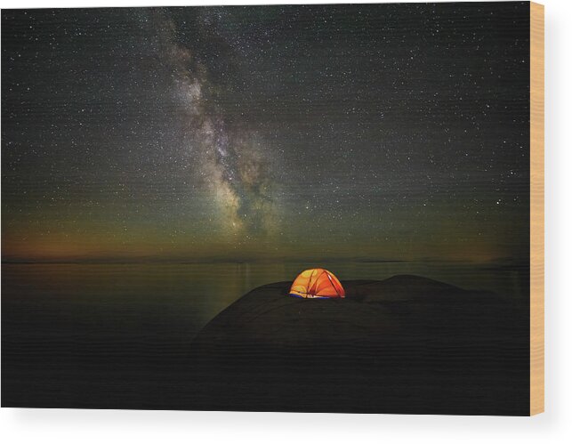 The Milky Way Wood Print featuring the photograph Summer night by Henry w Liu