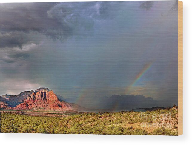 Davw Welling Wood Print featuring the photograph Summer Storm Back Of Zion Near Hurricane Utah by Dave Welling
