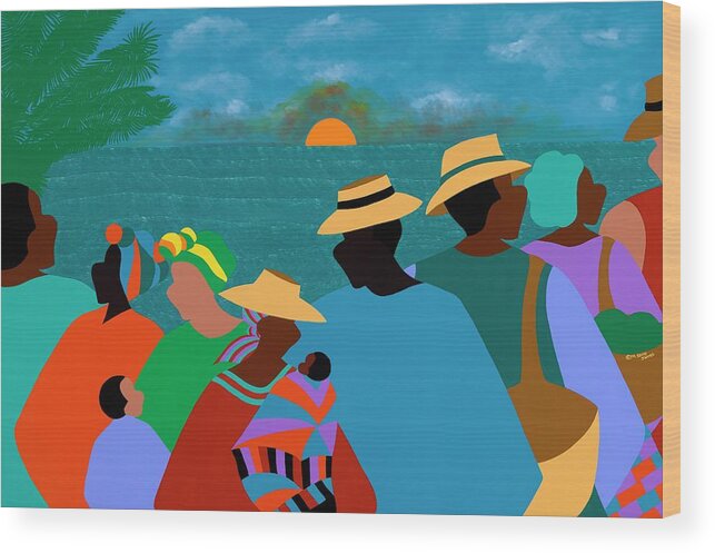 Summertime Wood Print featuring the painting Summertime Porgy and Bess by Synthia SAINT JAMES