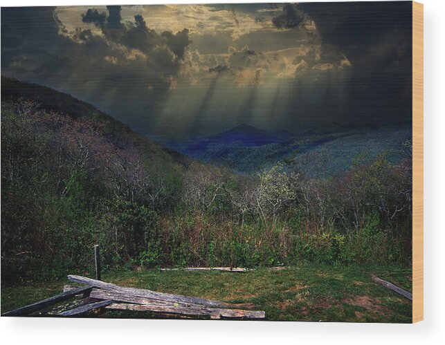 Sunbeams Wood Print featuring the photograph Sunbeams on Brasstown Bald by James C Richardson