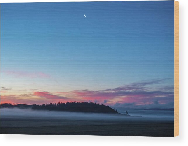  Night Wood Print featuring the photograph Sunrise on Ebey's Praire by Leslie Struxness