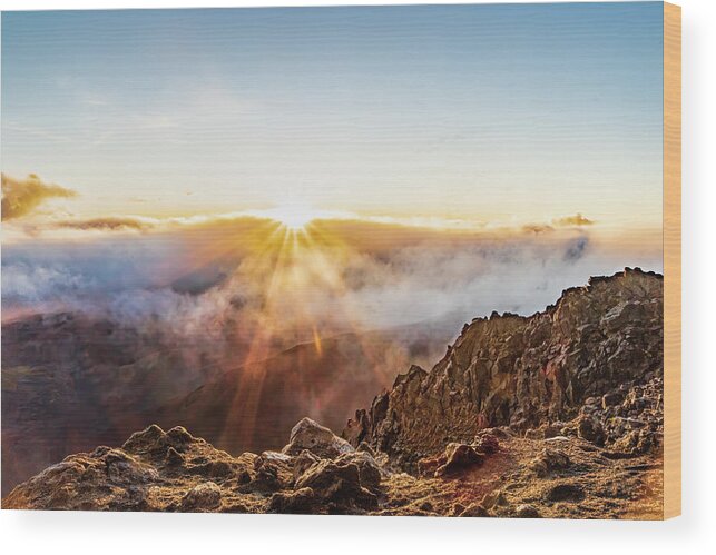 Hawaii Wood Print featuring the photograph Sunrise on Haleakala Crater Two by Betty Eich