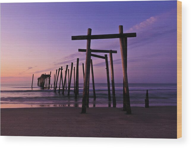 59th Pier Wood Print featuring the photograph Sunrise on the beach by Louis Dallara