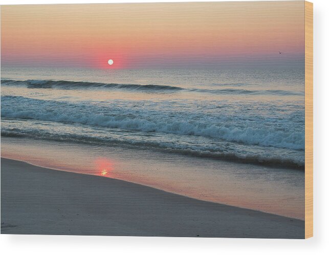 Jersey Shore Sunrise Wood Print featuring the photograph Sunrise Reflection on Shoreline by Matthew DeGrushe