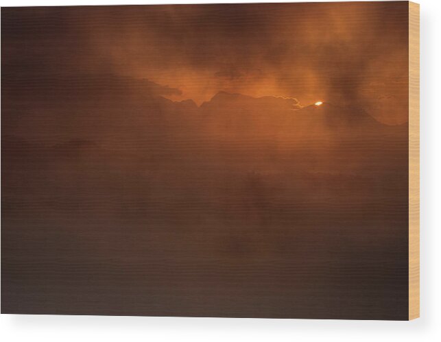 Sunrise Wood Print featuring the photograph Sunrise through the mist by Ian Middleton
