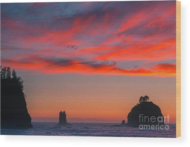 Photography Wood Print featuring the photograph Sunset at La Push Beach by Henk Meijer Photography