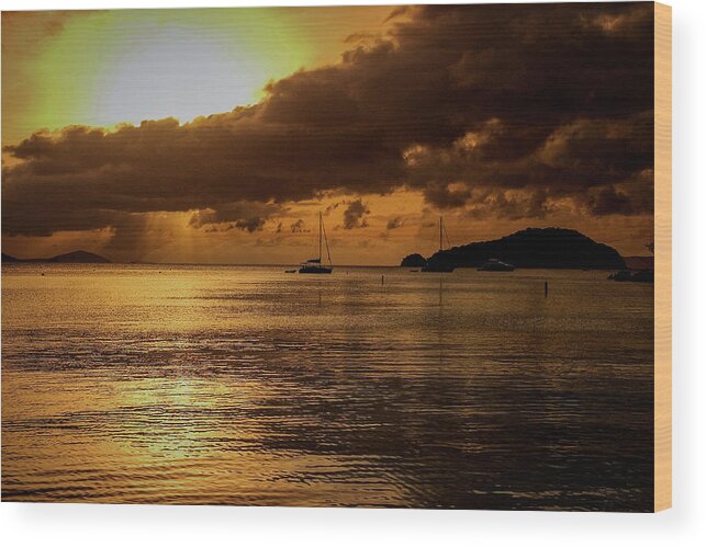 Sunset Wood Print featuring the photograph Sunset at Maho Bay by James C Richardson