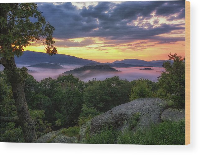 Sunset Wood Print featuring the photograph Sunset at Raven Rocks - Blue Ridge Parkway by Susan Rissi Tregoning