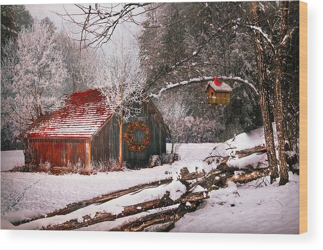 Barn Wood Print featuring the photograph Sunset Barn in the Snow by Debra and Dave Vanderlaan