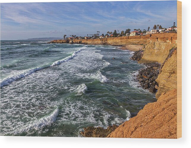 Beach Wood Print featuring the photograph Sunset Cliffs 2 by Peter Tellone