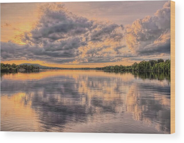 Weather Wood Print featuring the photograph Sunset Cumulus Clouds Over Lake Wausau by Dale Kauzlaric
