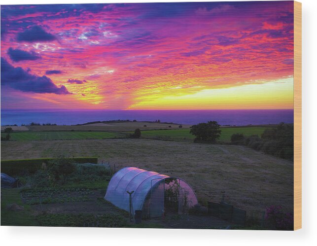 Atlantic Ocean Wood Print featuring the photograph Sunset from Planguenoual - Orton glow Edition by Jordi Carrio Jamila