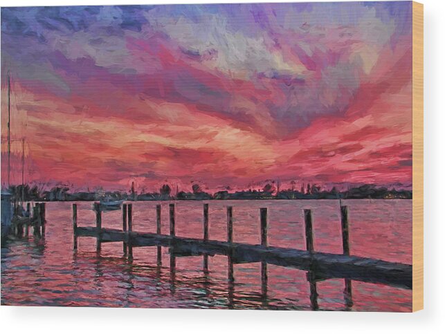 Cortez Fishing Village Wood Print featuring the photograph Sunset Impressionism by HH Photography of Florida