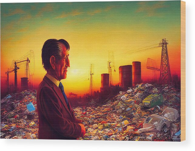 Figurative Wood Print featuring the digital art Sunset In Garbage Land 74 by Craig Boehman
