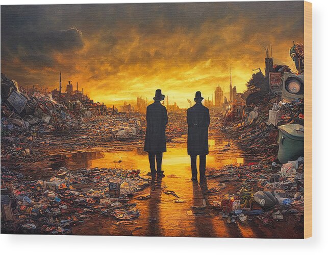 Figurative Wood Print featuring the digital art Sunset In Garbage Land 77 by Craig Boehman