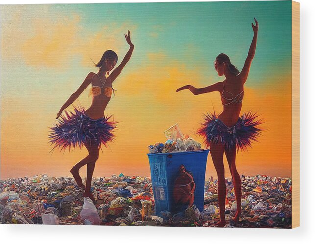 Figurative Wood Print featuring the digital art Sunset In Garbage Land 79 by Craig Boehman
