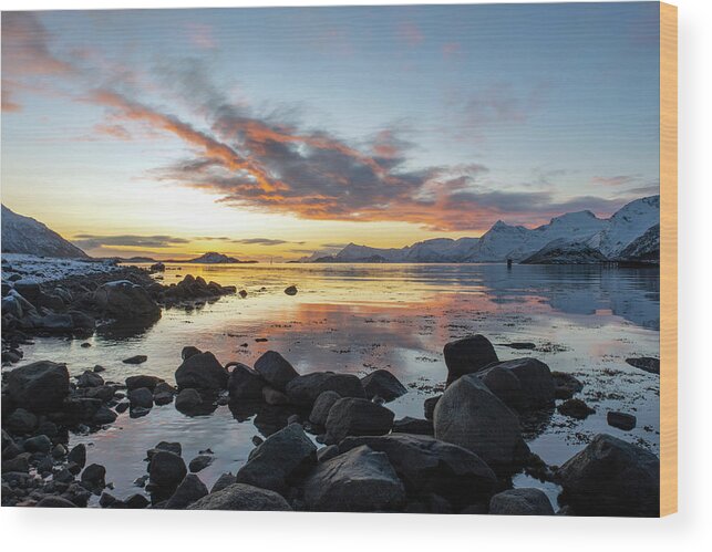  Lofoten Wood Print featuring the photograph Sunset in Lofoten 2 by Dubi Roman