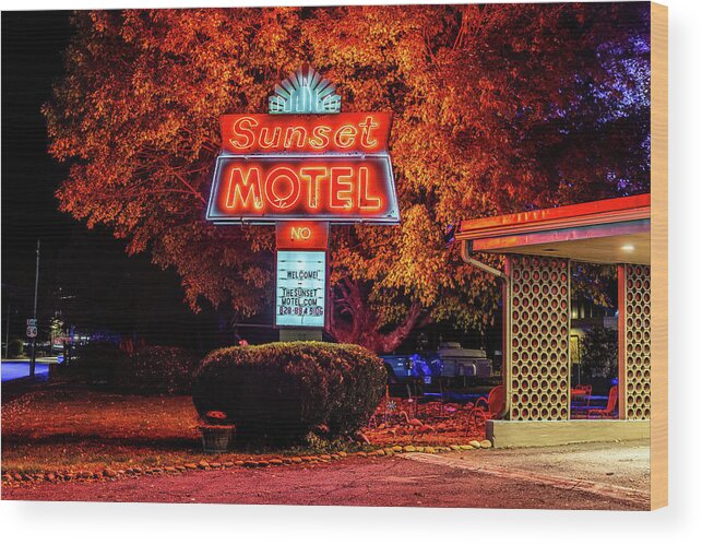 2022 Wood Print featuring the photograph Sunset Motel by Charles Hite