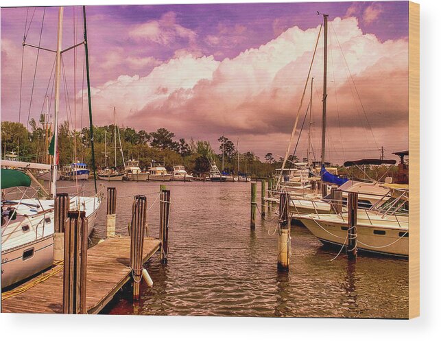 Marina Wood Print featuring the photograph Sunset on an Alabama Marina by James C Richardson