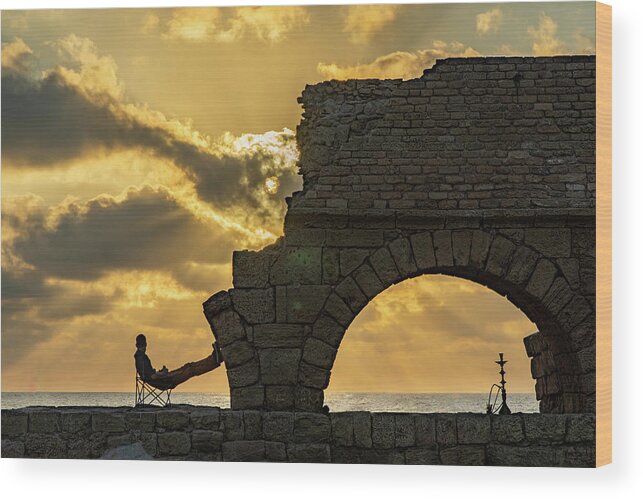 Ancient Wood Print featuring the photograph Sunset over the Mediterranean 2 by Dimitry Papkov