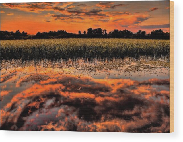 Wausau Wood Print featuring the photograph Sunset Reflection On The Rib River by Dale Kauzlaric