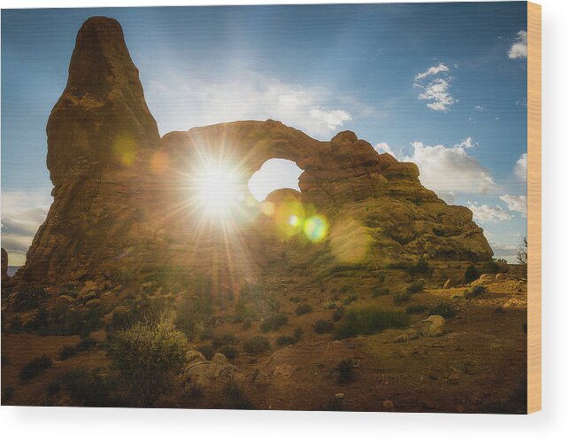 Sunset Wood Print featuring the photograph Sunset Through Turret Arch by Owen Weber