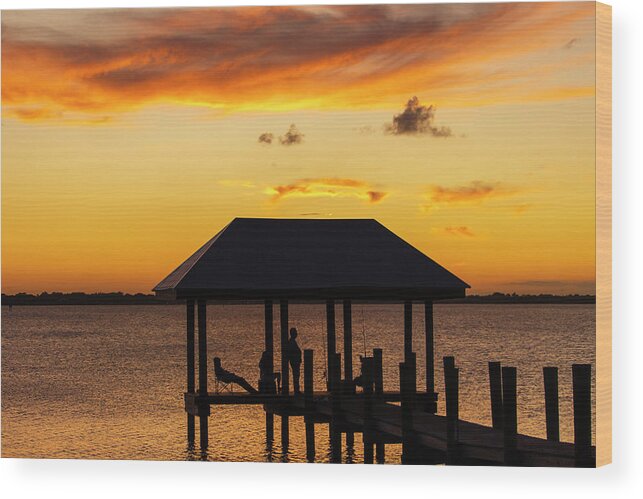 Sunset Wood Print featuring the photograph Sunset Fishing Timeout by Blair Damson